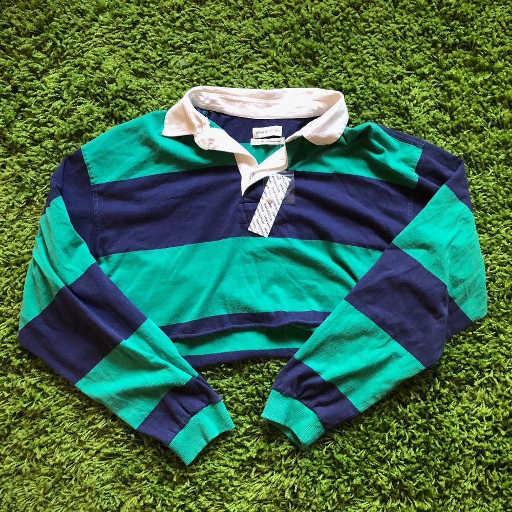 UO Cropped Polo Long Sleeve Top